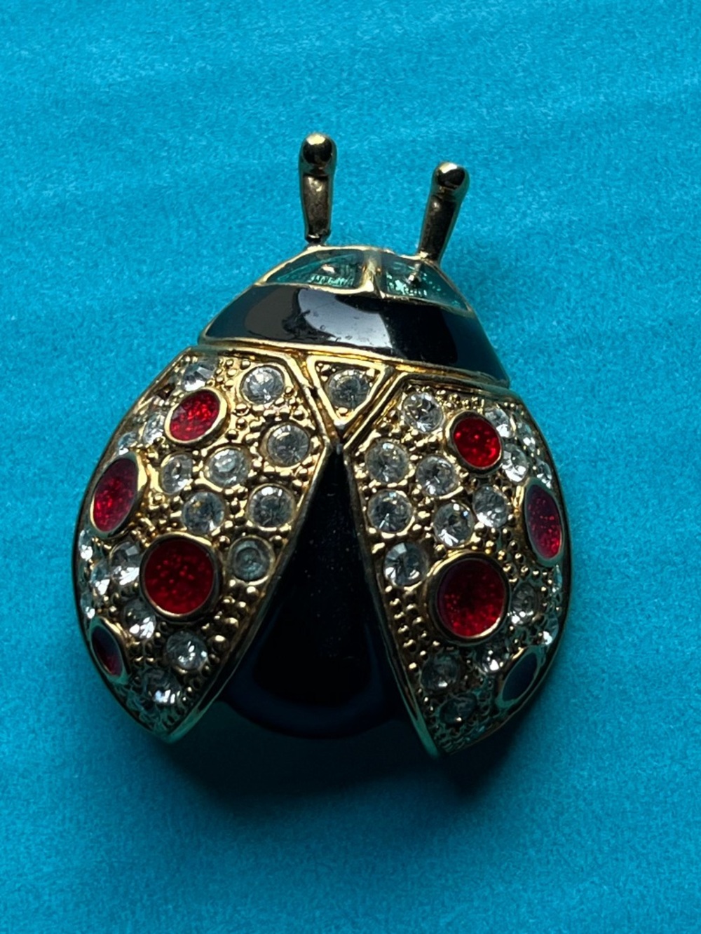 Vintage Roman Ladybug Rhinestone Brooch